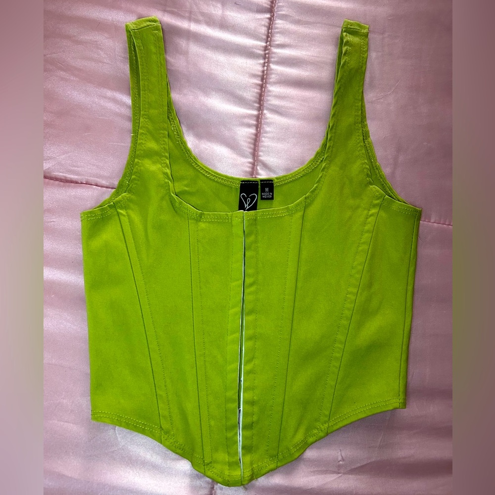 Cropped green corset top